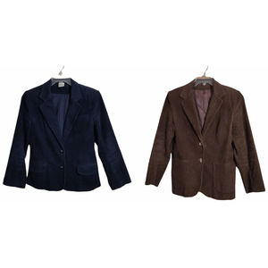 WOMEN'S CORDUROY BLAZER BUNDLE (2) BLUE & BROWN 100% COTTON (see measurements)
